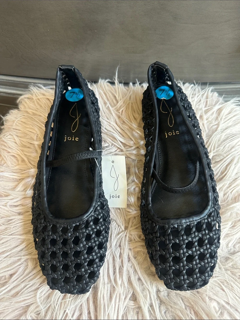 Joie Black Woven Mary Jane Flats